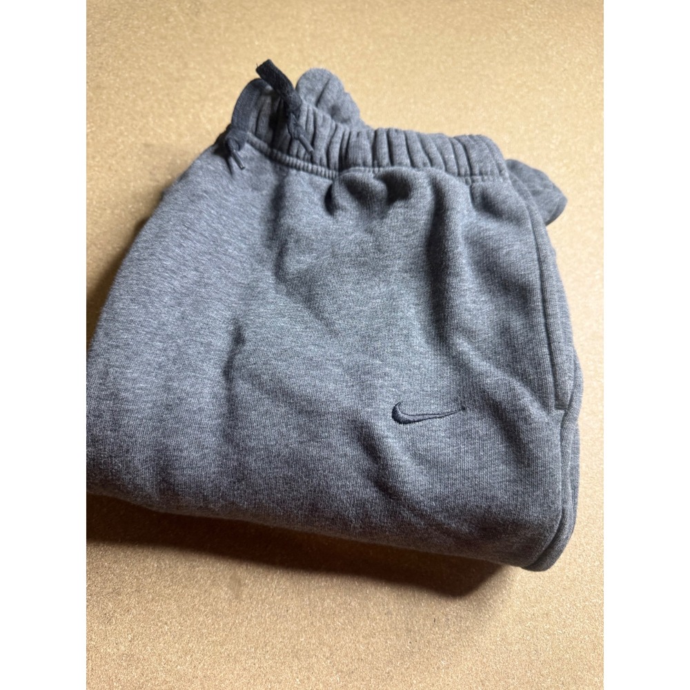 Y2k Nike Mens Fleece Sweatpants Gray Open Hem Embroidered Swoosh Size Large